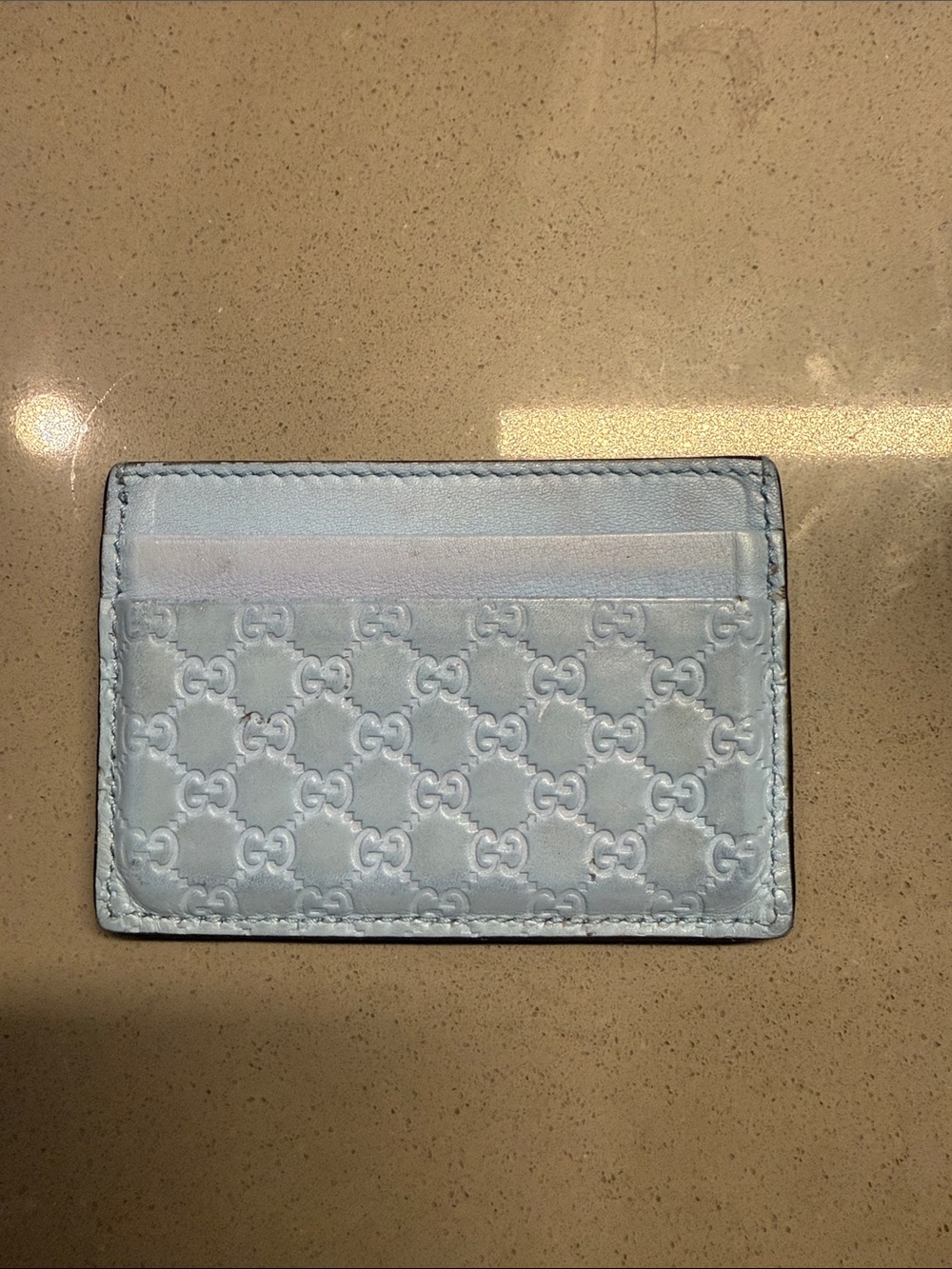 Gucci Baby Blue GG Embossed Card Holder